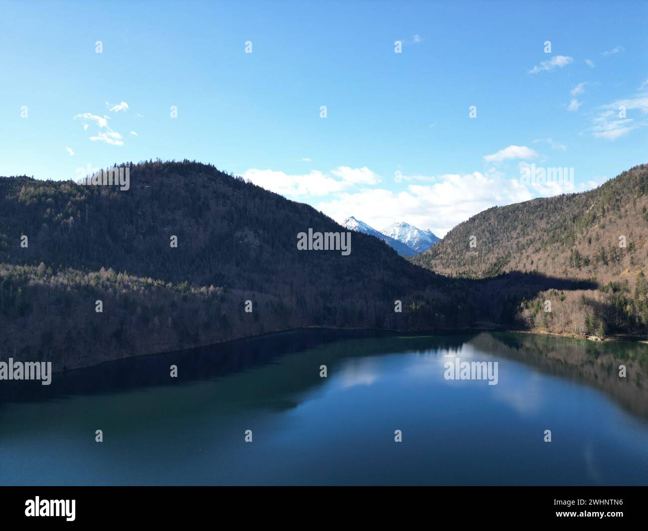 Der See neben dem Schloss Neuschwanstein in Schwangau Stockfoto