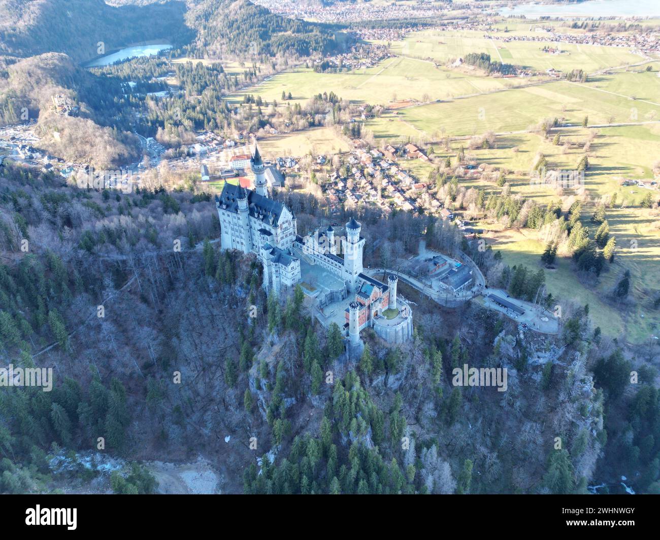 Ein wunderschöner Blick auf das Schloss Neuschwanstein in Schwangau, Deutschland Stockfoto