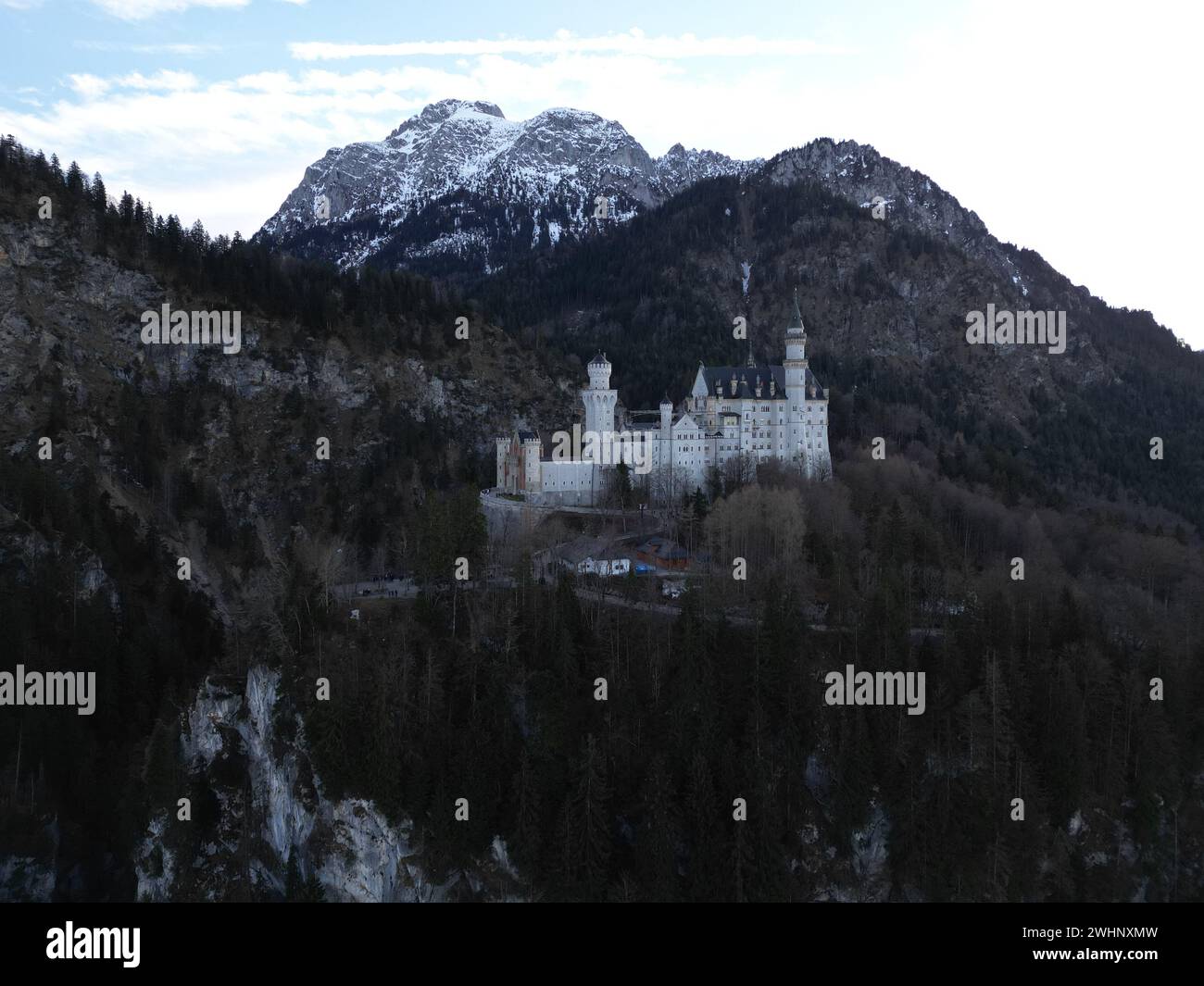 Ein wunderschöner Blick auf das Schloss Neuschwanstein in Schwangau, Deutschland Stockfoto