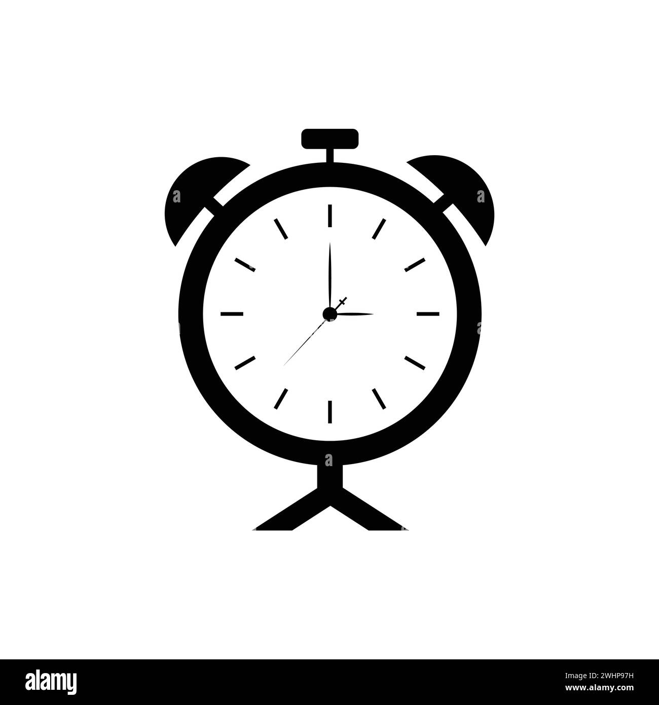 Vektorgrafik des Symbols für den flachen Wecker. Stock Vektor