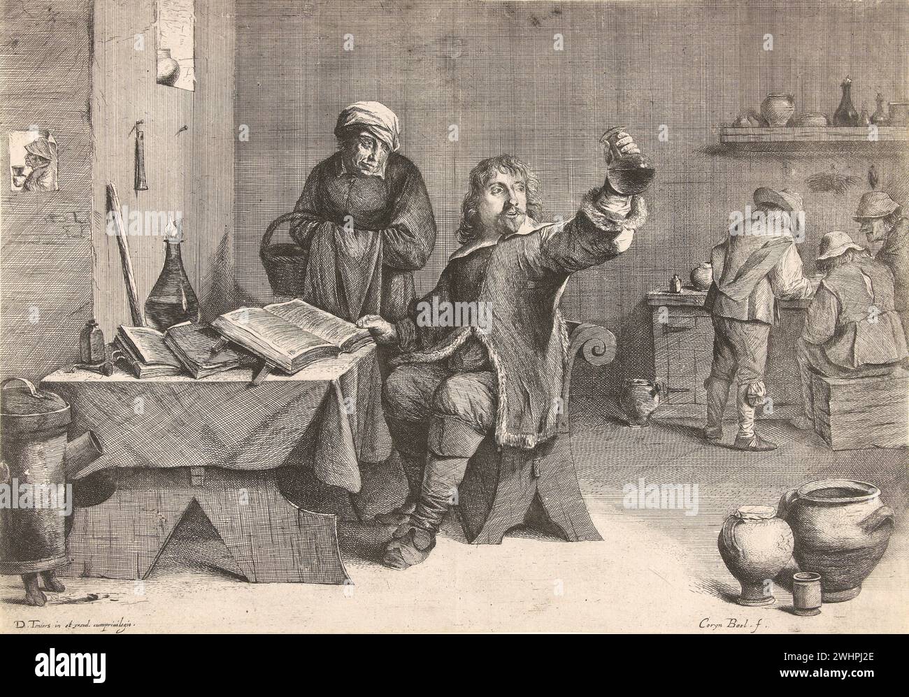 Bei der Ärztin Quirin Boel, nach David Teniers (II), 1635 - 1668 Stockfoto