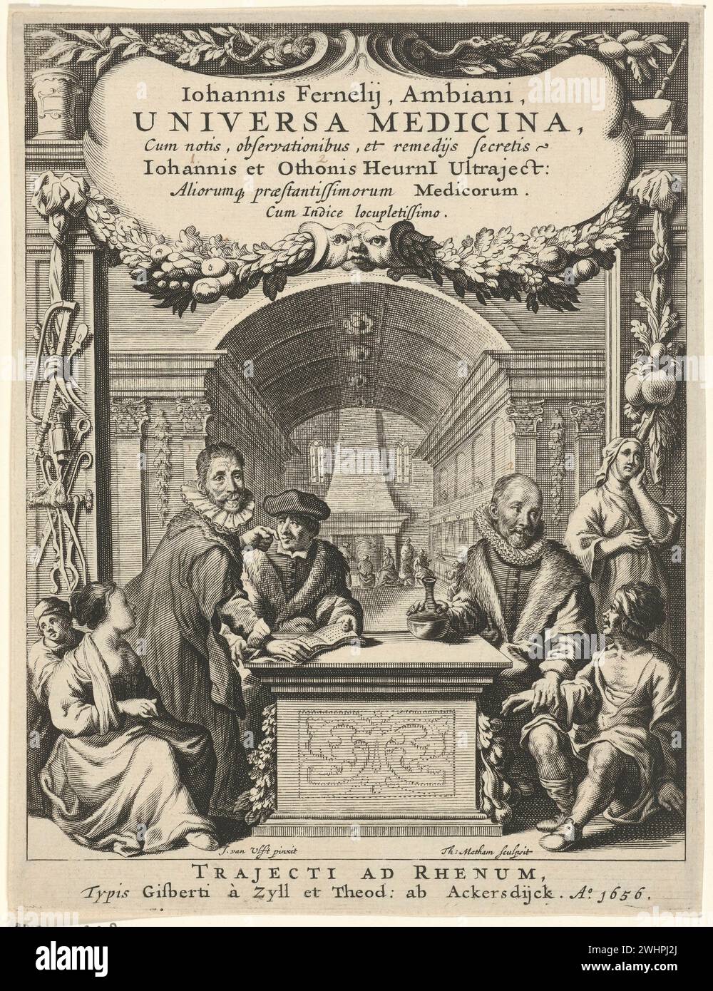 Arzte und Kranke, Theodor Matham, nach Jacob van der Ulft, 1656 Stockfoto