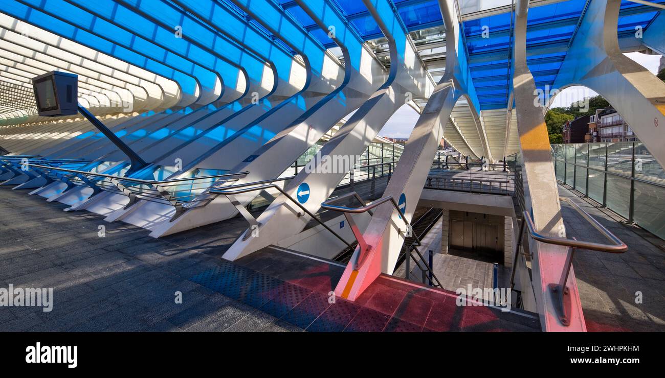 Bahnhof LiÃ¨ge-Guillemins mit Installation von Daniel Buren, LiÃ¨ge, Belgien, Europa Stockfoto