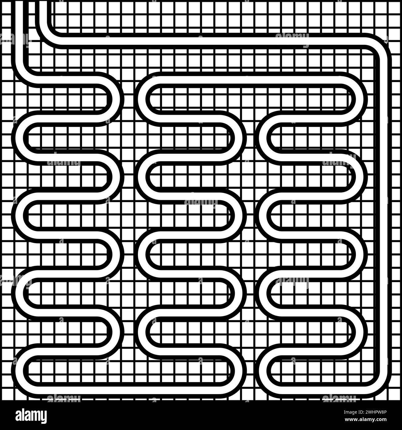 Elektrische Fußbodenheizung warm beheizt Kontur Umrisslinie Symbol schwarz Farbe Vektor Illustration Bild dünn flach Stil einfach Stock Vektor