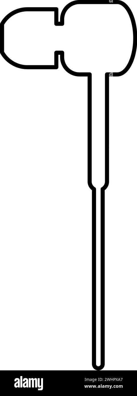 Vakuum-Kopfhörer kabelgebunden Kontur Linie Symbol schwarz Farbe Vektor Illustration Bild dünn flach Stil einfach Stock Vektor