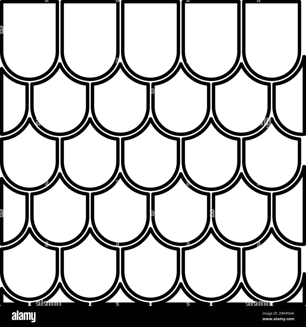Dachkeramik Fliesen Wellpappe Dachhaus Material Schieferkontur Umrisslinie Symbol schwarze Farbe Vektor Illustration Bild dünn flach Stil einfach Stock Vektor