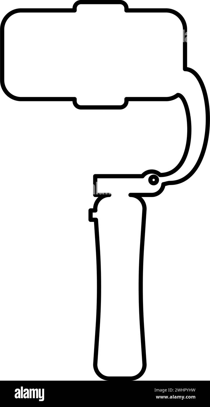 Gimbal mobiler Stabilisator für Smartphone Kamera Handy stabile Cam Kontur Umrisslinie Symbol schwarze Farbe Vektor Illustration Bild dünn flach Stil Stock Vektor