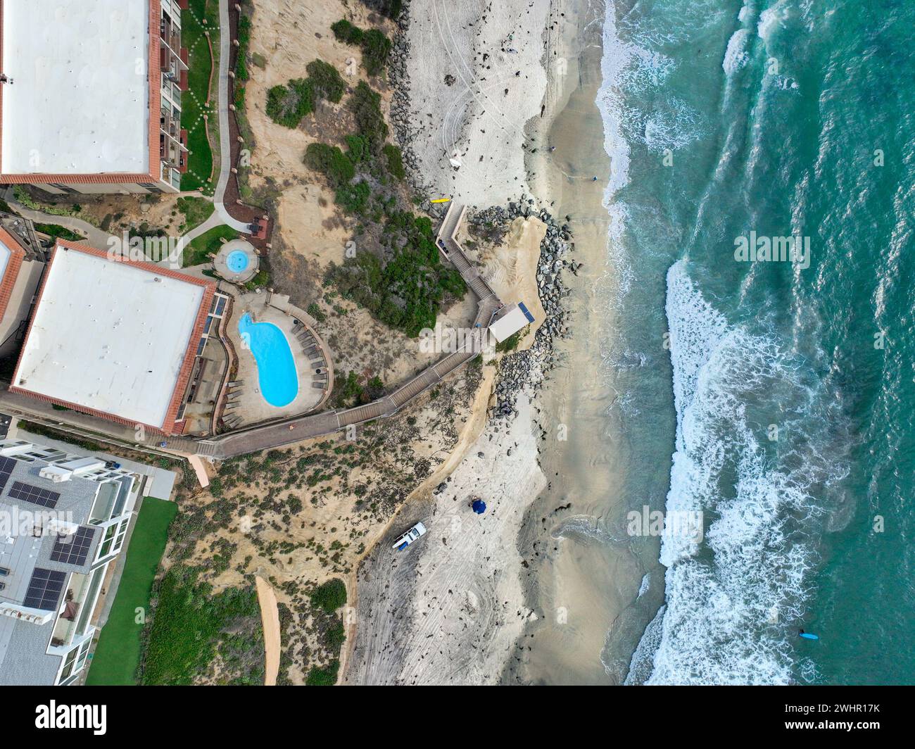 Aus der Vogelperspektive von Del Mar Shores in San Diego, CA Stockfoto