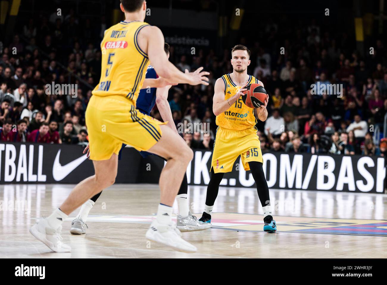 Martin Hermannsson von Alba Berlin während des Basketballspiels der Turkish Airlines EuroLeague zwischen dem FC Barcelona und Alba Berlin am 9. Februar 2024 im Palau Blaugrana in Barcelona, Spanien Stockfoto