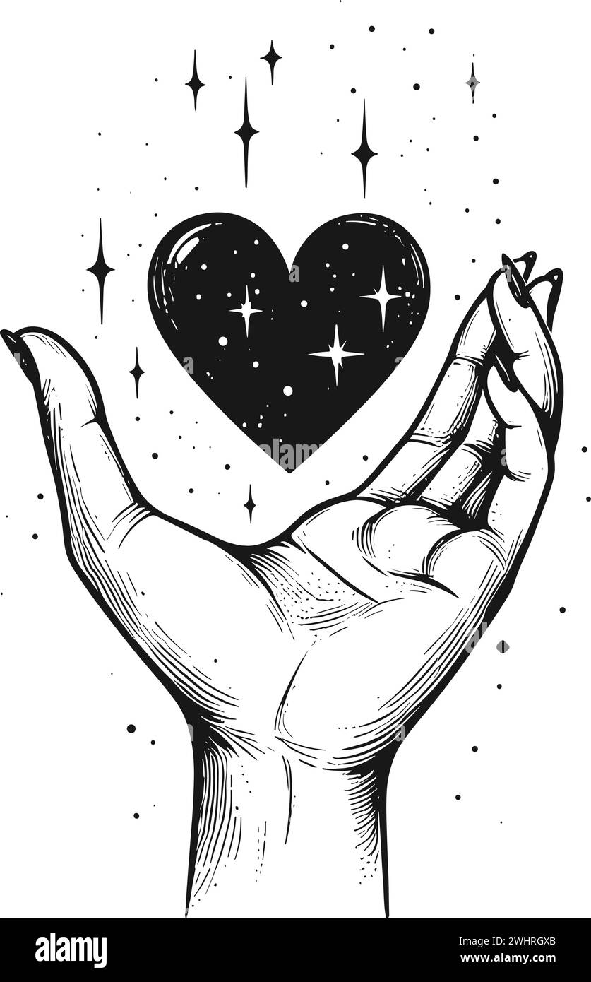 Hand halten Herz Vektor symbolisiert Liebe und Pflege Stock Vektor