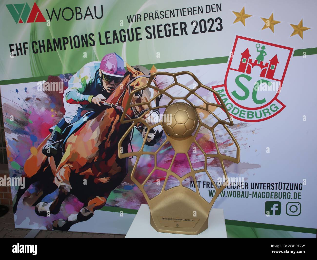 Cup EHF Champions League Sieger 2023 SC Magdeburg am 09.09.2023 auf der Magdeburger Rennbahn Stockfoto
