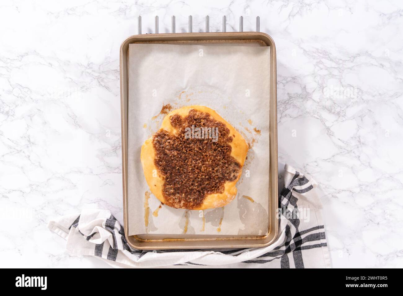 Zimt-Dessert-Pizza Stockfoto