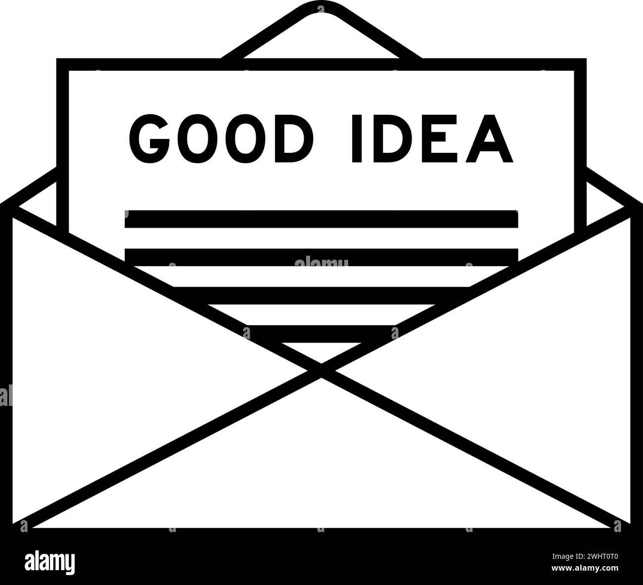 Umschlag und Briefschild mit dem Wort "Gute Idee" als Überschrift Stock Vektor