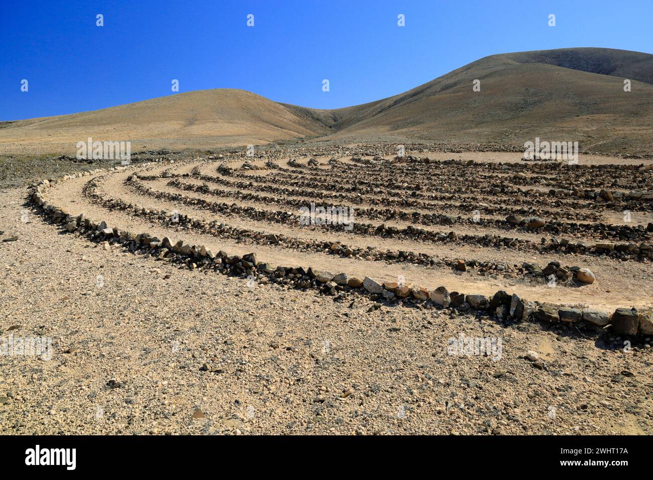 Wolf Patton's Labyrinth, in der Nähe von El Cotillo, Fuerteventura, Kanarischen Inseln, Spanien. Stockfoto