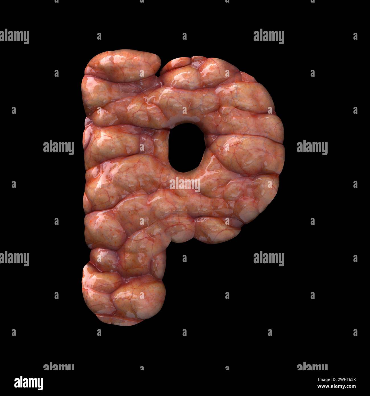 Halloween Buchstabe P - Kleinbuchstaben 3d blutige Schriftart - geeignet für Halloween, Horror oder Tod verwandten Themen Stockfoto