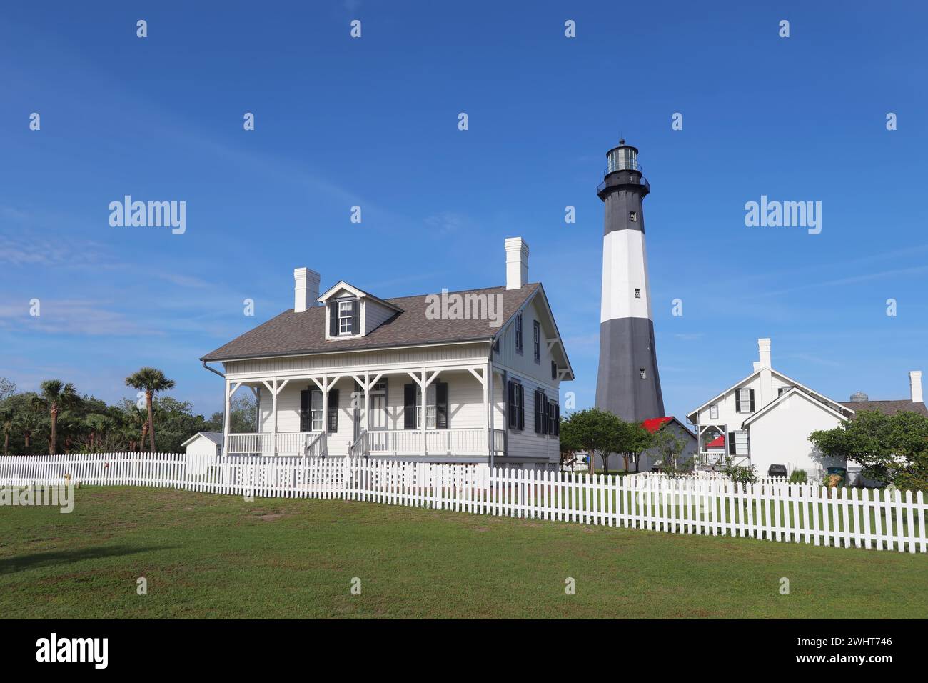 Die Tybee Island Light Station, die Pförterviertel und das Museum in der Nähe des Savannah River, Georgia Stockfoto