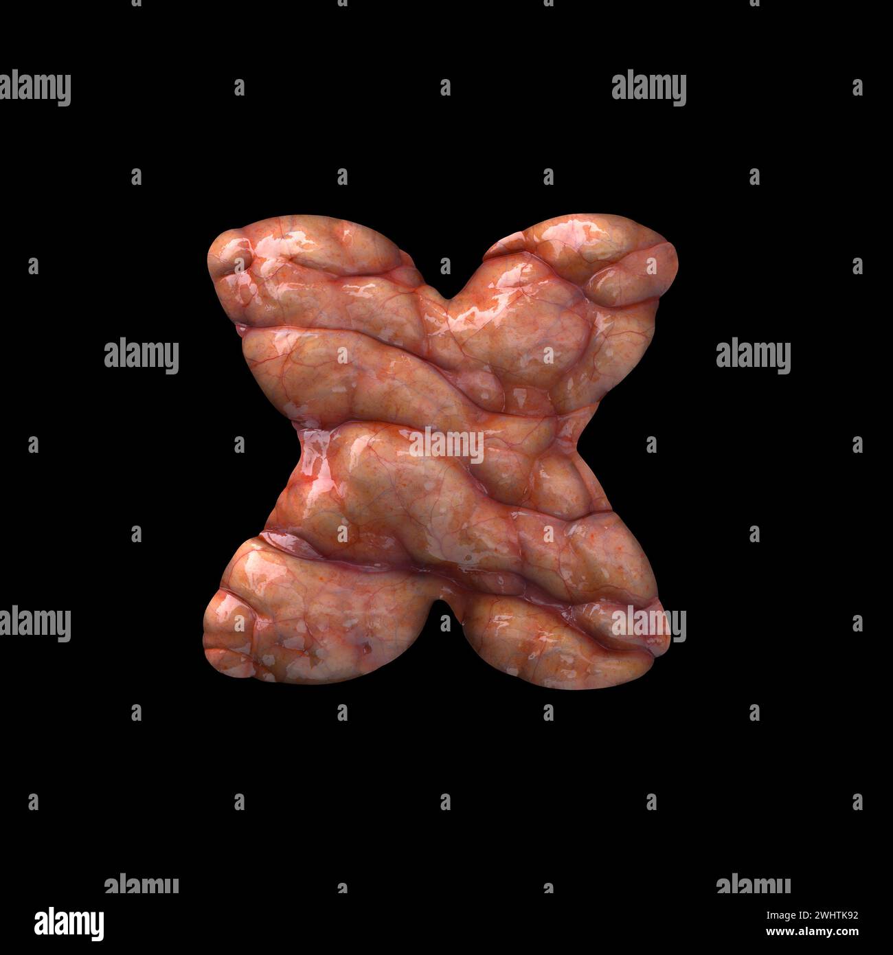 Halloween-Buchstabe X - kleine 3D Bloody Schriftart - geeignet für Halloween, Horror oder Tod verwandten Themen Stockfoto