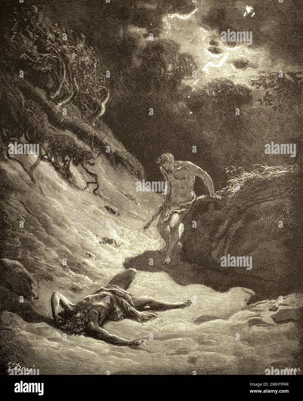 Die Bibel der Mord an Abel - von Gustave Dorè Stockfoto