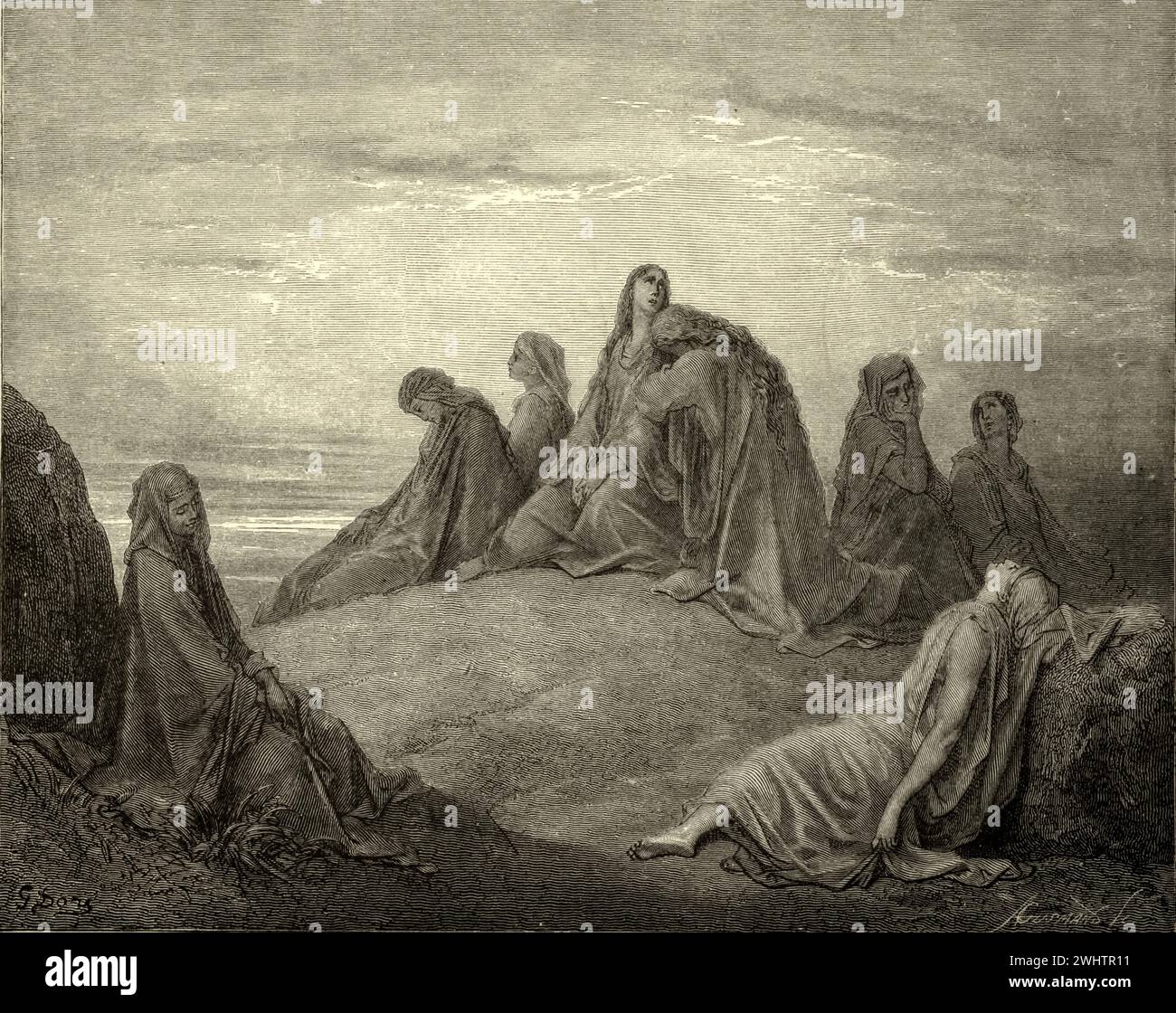 Die Bibel - Jephthah Tochter und ihre Gefährten von Gustave Dorè Stockfoto