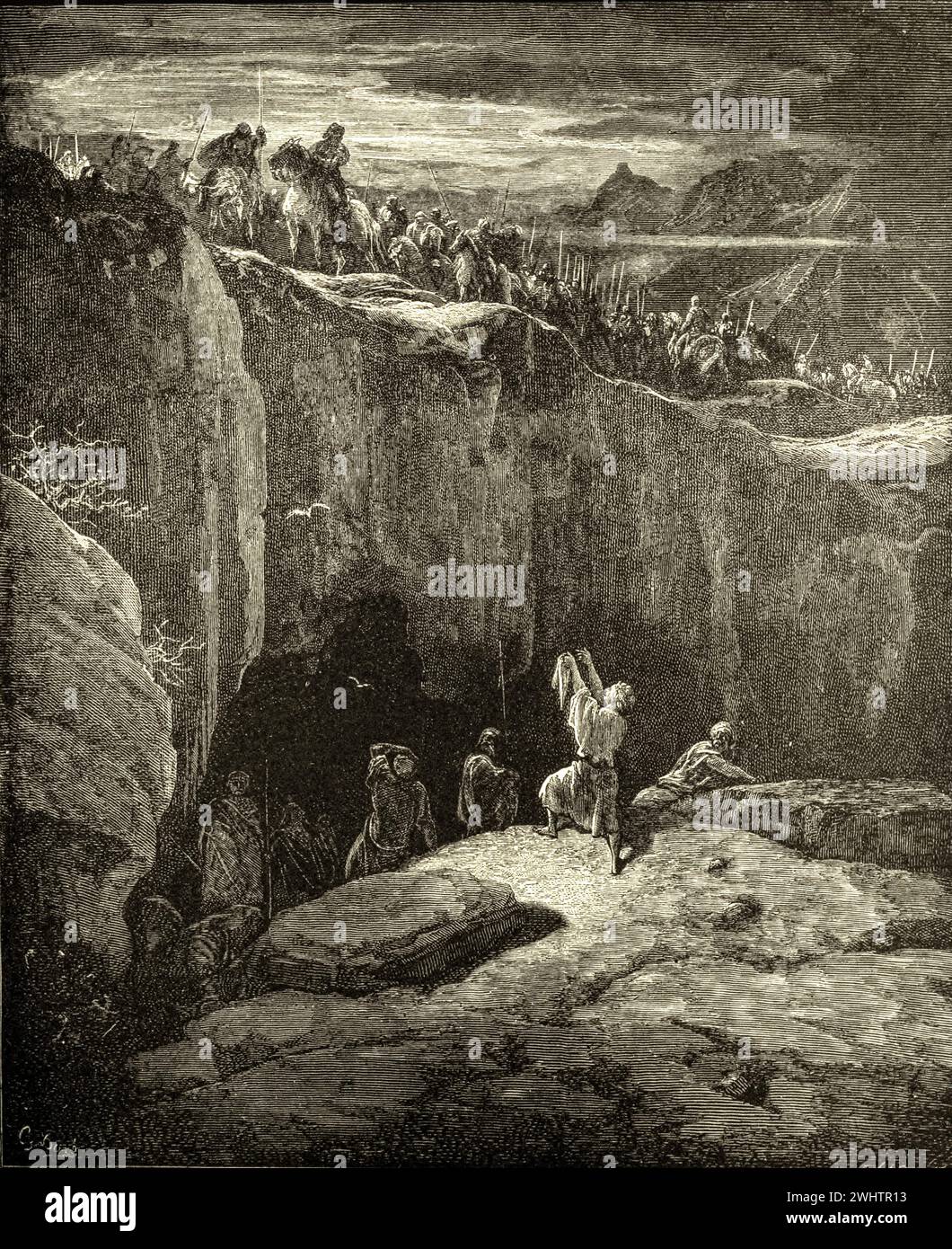 Die Bibel - David erspart Saul von Gustave Dorè Stockfoto