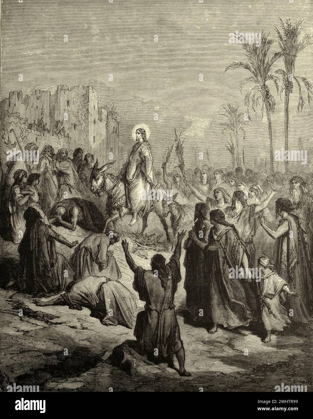 Die Bibel - Christuseintritt nach Jerusalem durch Gustave Dorè Stockfoto