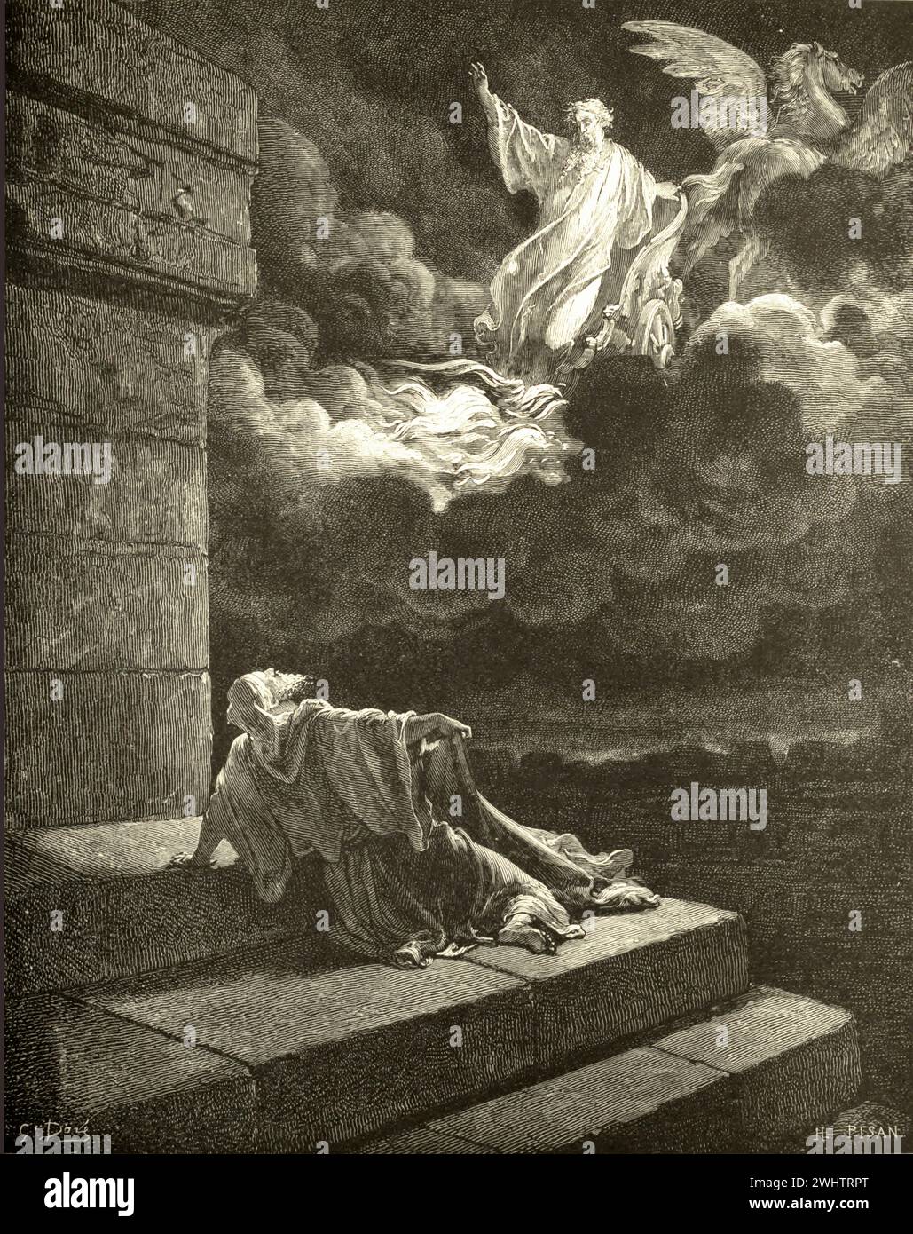 Die Bibel - Elias Aufstieg ein Feuerwagen von Gustave Dorè Stockfoto