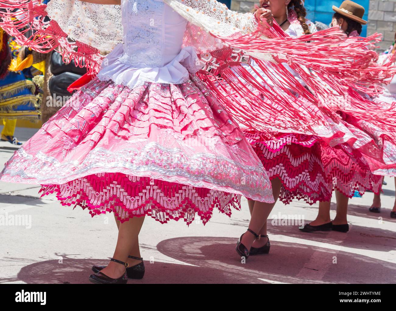 Festliche Kostüme in Peru, Südamerika Stockfoto