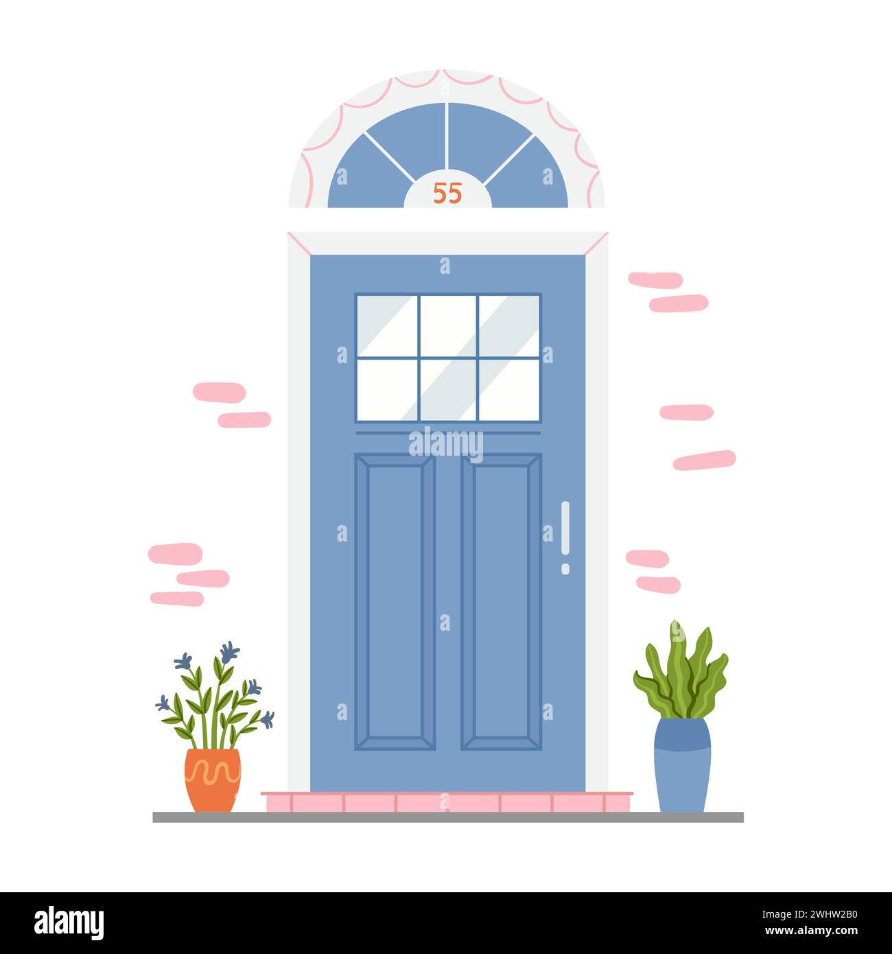 Retro Vintage blaue Tür für Wohnung isoliert Vektor Illustration Stock Vektor