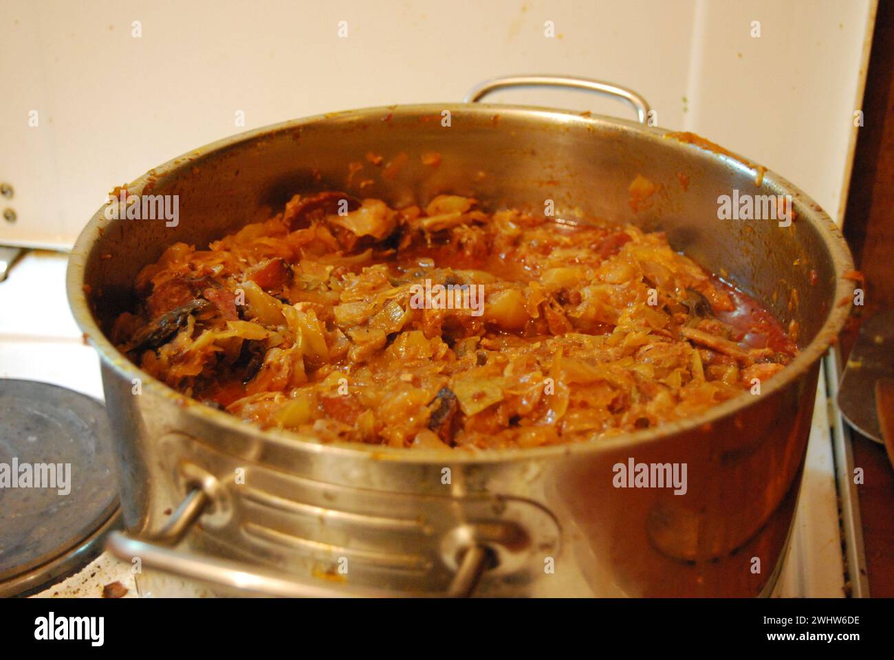 Bigos - gekochter Kohl mit Fleisch Stockfoto