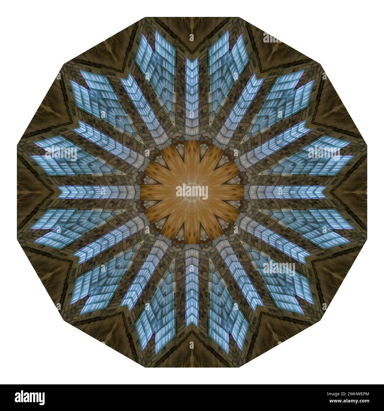 Kaleidoscop – abstraktes Bild, das durch mehrfache Spiegelung erstellt wird Stockfoto