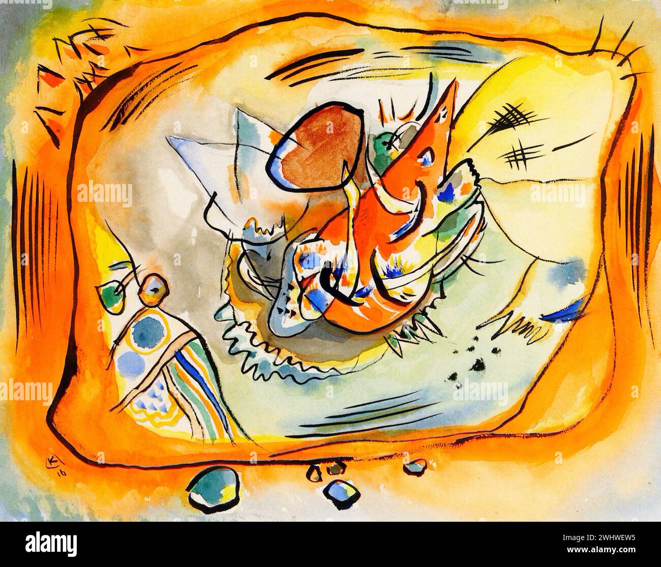 Vassily Kandinsky - Esquisse pour une peinture avec bordure orange Stockfoto