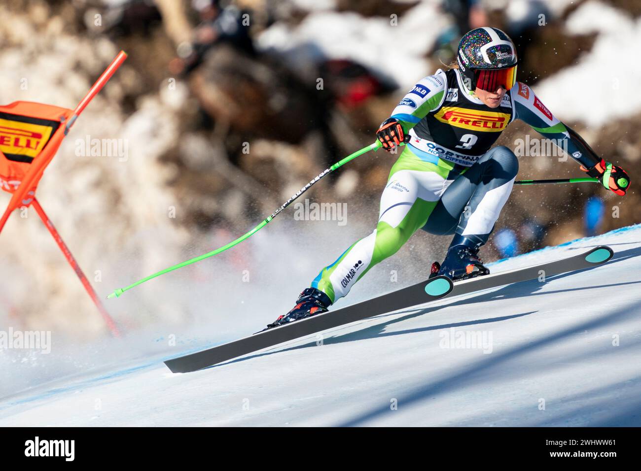Cortina d’Ampezzo, Italien 28. Januar 2024. STUHEC Ilka (Slo) tritt beim Audi FIS Alpinweltcup Frauen Super-G Rennen auf der Olympia Cou an Stockfoto