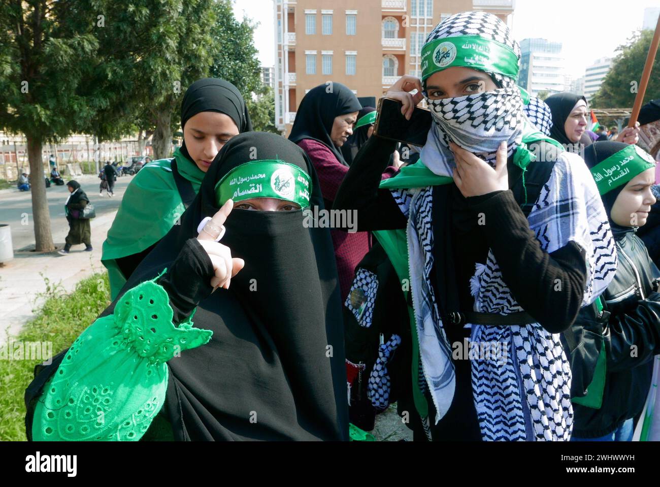 Beirut, Libanon. Februar 2024. Ein Schuss propalästinensischer Proteste in Beirut, Libanon, 11. Februar 2024. (Foto: Elisa Gestri/SIPA USA) Credit: SIPA USA/Alamy Live News Stockfoto