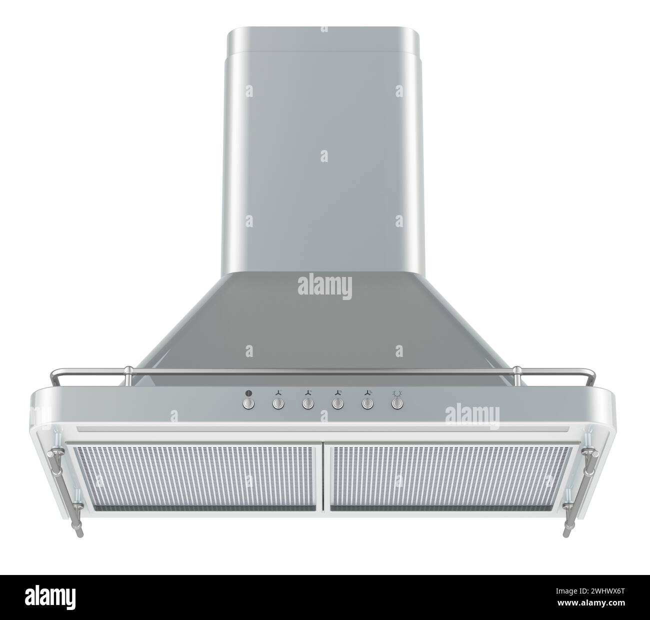 Range Haube. Küchenabzugshaube, 3D-Rendering isoliert auf weißem Hintergrund Stockfoto
