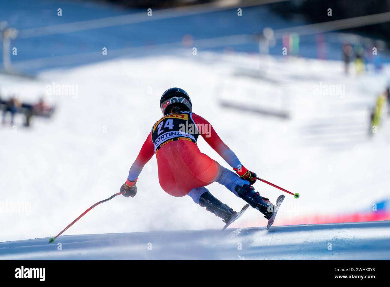 Cortina d’Ampezzo, Italien 28. Januar 2024. SUTER Jasmina (Sui) tritt beim Audi FIS Alpinweltcup Frauen Super-G Rennen auf der Olympia C an Stockfoto