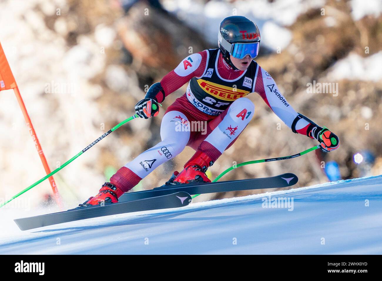 Cortina d’Ampezzo, Italien 28. Januar 2024. WECHNER Lena (Aut) tritt beim Audi FIS Alpinweltcup Frauen Super-G Rennen auf der Olympia Co an Stockfoto