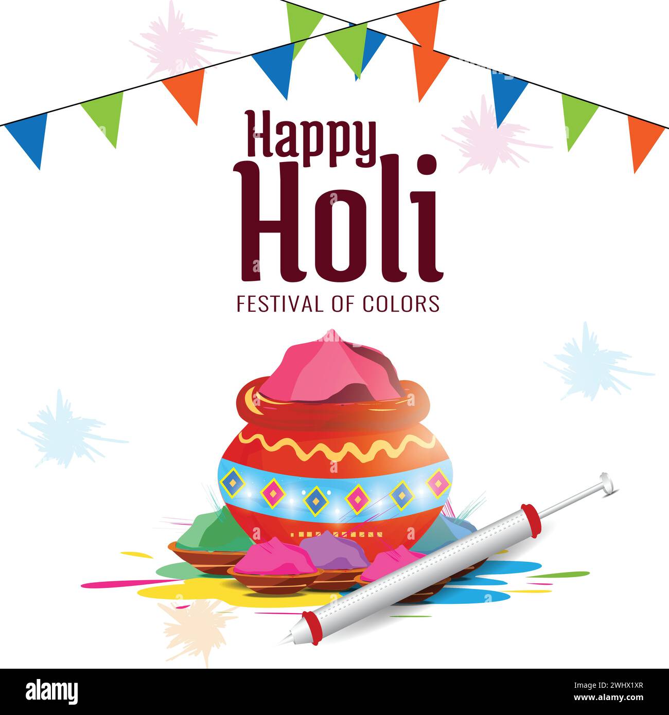 Happy Holi, Indisches Feiertags- Und Festivalplakat, Banner, Bunte Vektor-Illustration Stock Vektor