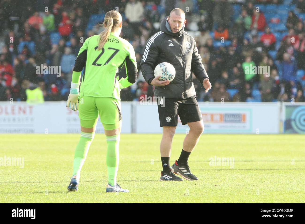 Mary Earps Torhüterin für Mann Utd Frauen Southampton FC Women gegen Manchester United Women Adobe Women's FA Cup im Silverlake Stadium Stockfoto