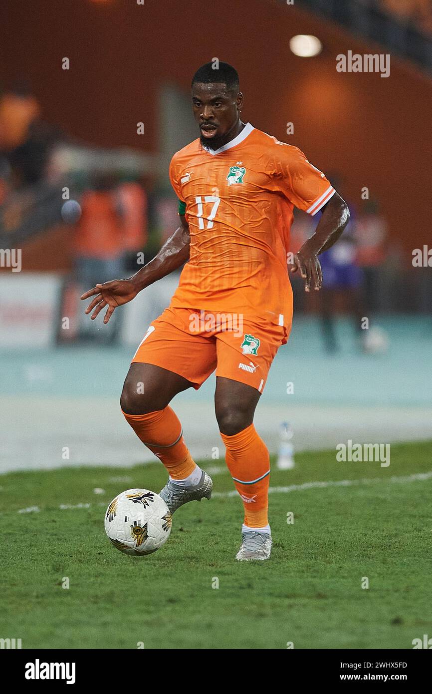 ABIDJAN, ELFENBEINKÜSTE, FREITAG, 11. FEBRUAR 2024. Der ivorische Serge Aurier im AFCON-Finale 2023. Stockfoto