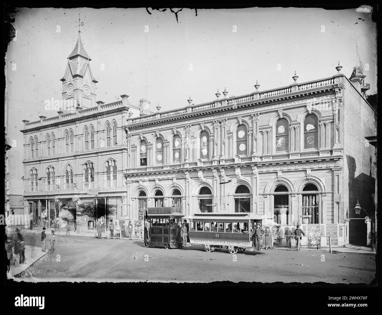 Klassische Straßenfotografie-Szene aus Neuseeland, Anfang der 1900er Jahre Christchurch Stockfoto