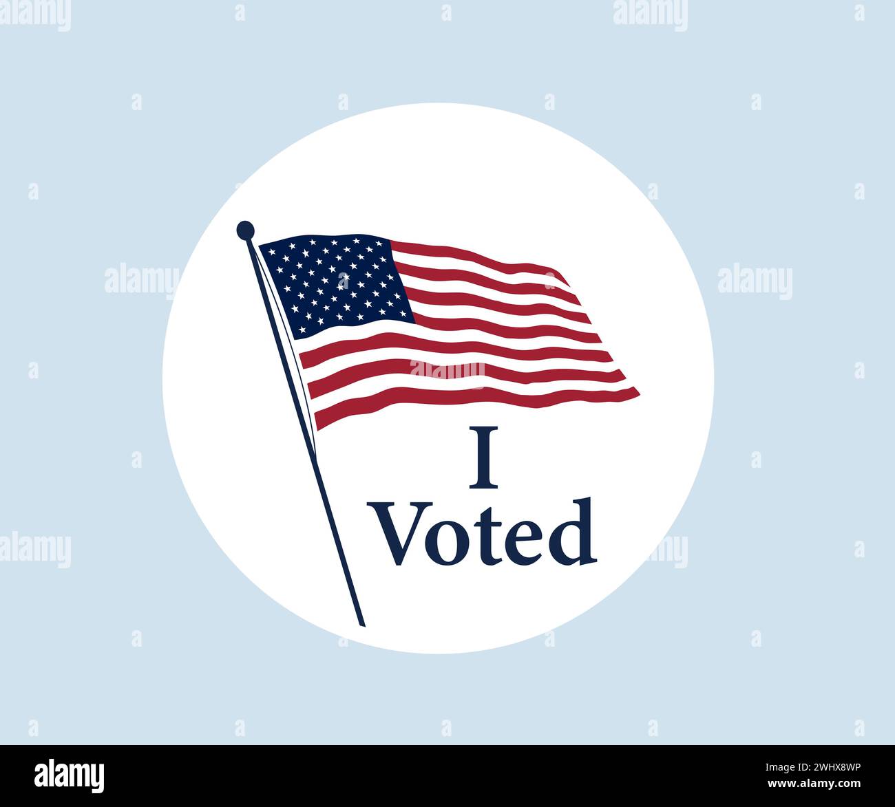 Ich habe Sticker mit uns amerikanischer Flagge gewählt. Abstimmungsaufkleber mit „Ich habe gestimmt“-Slogan und US-amerikanische Flagge. Stock Vektor