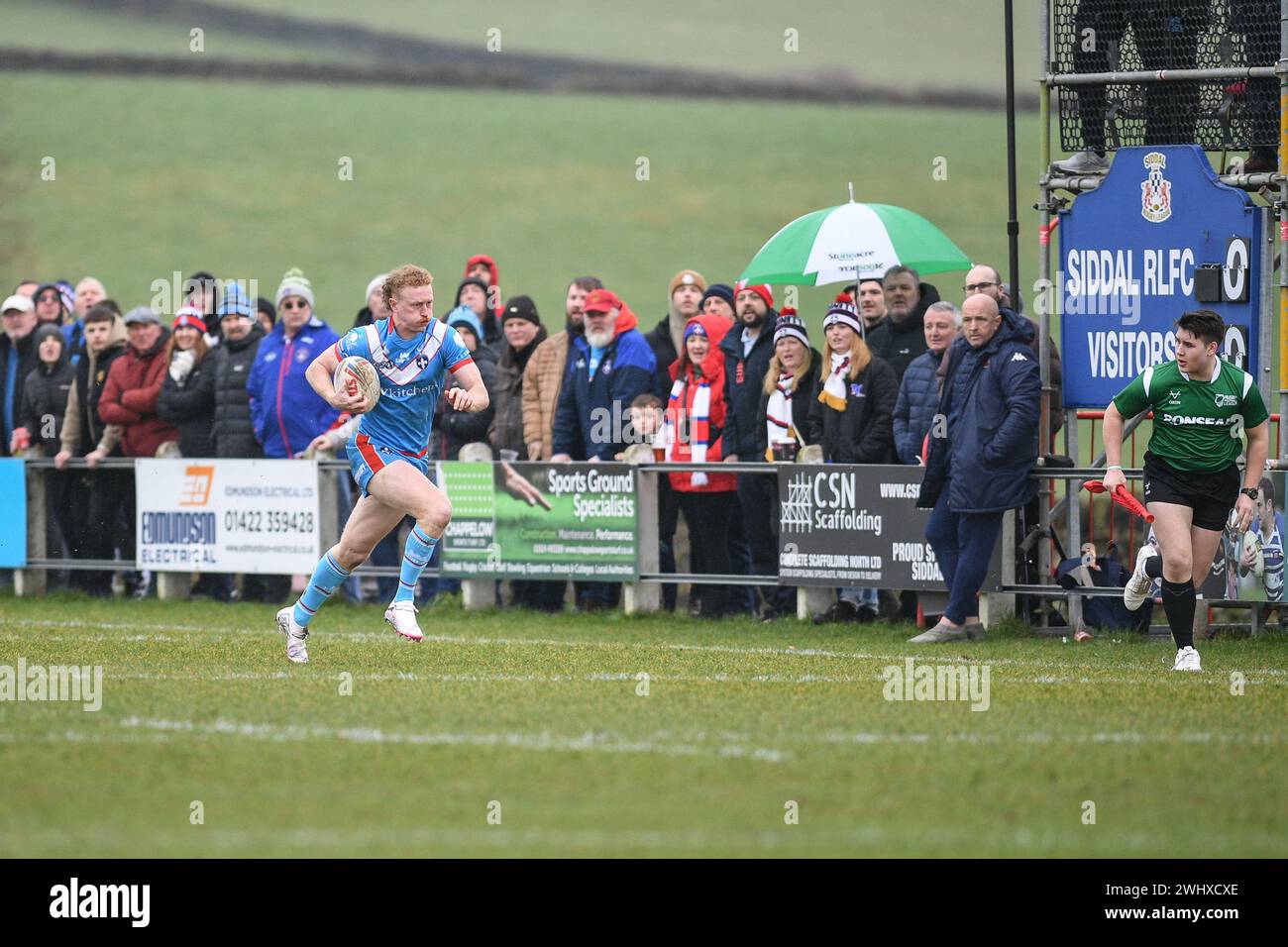 Halifax, England - 7. Februar 2024 - Wakefield Trinity's Lachlan Walmsley. Rugby League Challenge Cup, Siddal ARLFC vs Wakefield Trinity in Chevinedge (Siddal Sports and Community Centre), Halifax, UK Dean Williams Stockfoto
