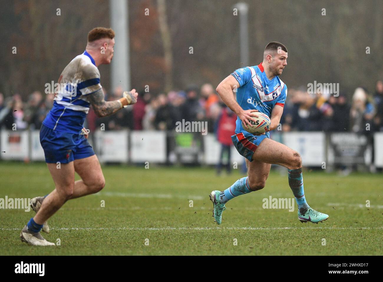 Halifax, England - 7. Februar 2024 - Max Jowitt von Wakefield Trinity. Rugby League Challenge Cup, Siddal ARLFC vs Wakefield Trinity in Chevinedge (Siddal Sports and Community Centre), Halifax, UK Dean Williams Stockfoto