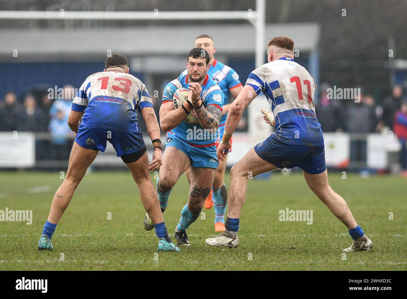 Halifax, England - 7. Februar 2024 - Wakefield Trinity's Jay Pitts in Aktion. Rugby League Challenge Cup, Siddal ARLFC vs Wakefield Trinity in Chevinedge (Siddal Sports and Community Centre), Halifax, UK Dean Williams Stockfoto