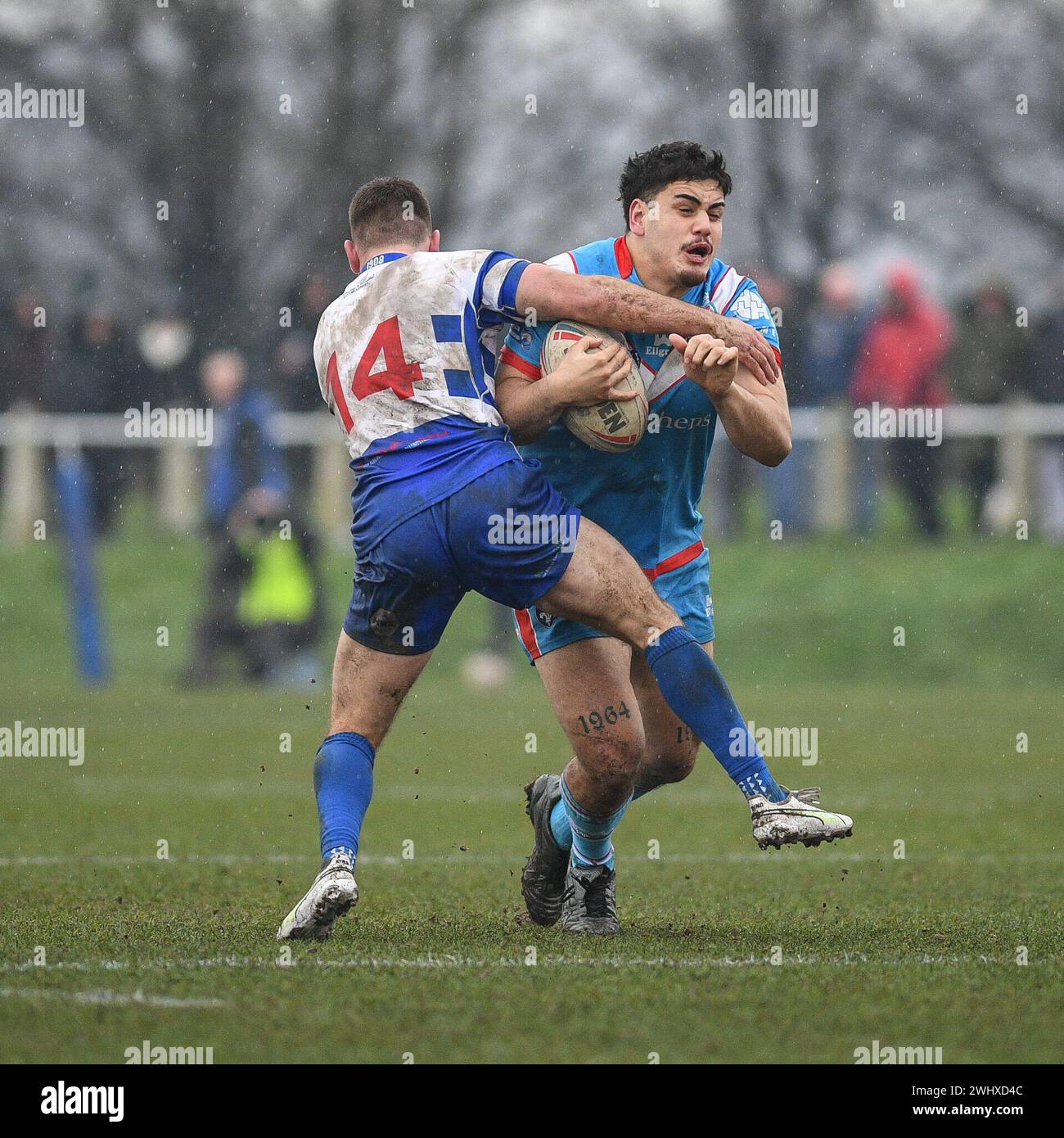 Halifax, England - 7. Februar 2024 - Caleb Uele von Wakefield Trinity. Rugby League Challenge Cup, Siddal ARLFC vs Wakefield Trinity in Chevinedge (Siddal Sports and Community Centre), Halifax, UK Dean Williams Stockfoto