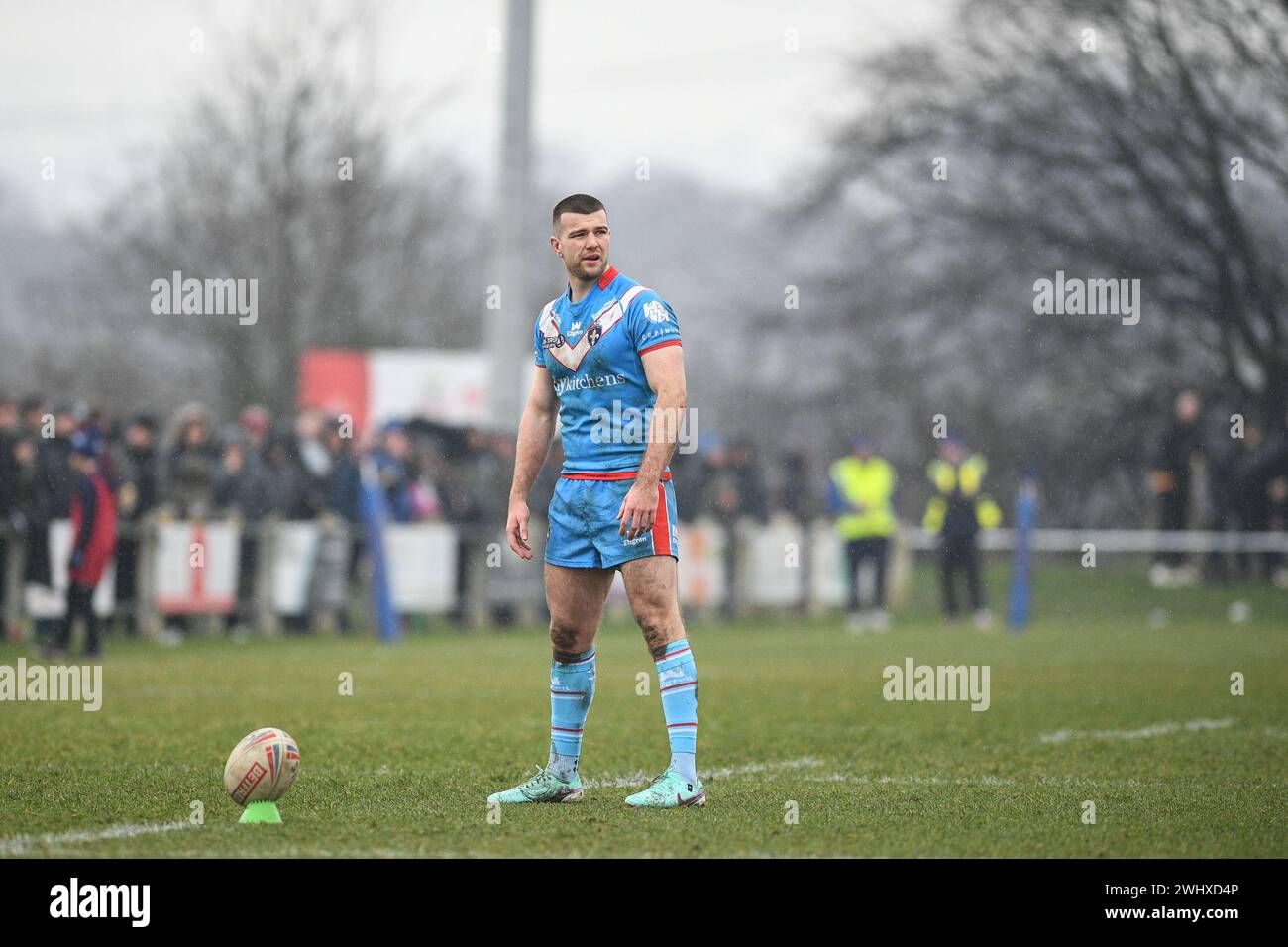 Halifax, England - 7. Februar 2024 - Max Jowitt von Wakefield Trinity. Rugby League Challenge Cup, Siddal ARLFC vs Wakefield Trinity in Chevinedge (Siddal Sports and Community Centre), Halifax, UK Dean Williams Stockfoto
