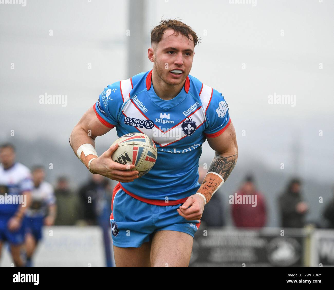 Halifax, England - 7. Februar 2024 - Jack Croft von Wakefield Trinity hat einen Versuch gemacht. Rugby League Challenge Cup, Siddal ARLFC vs Wakefield Trinity in Chevinedge (Siddal Sports and Community Centre), Halifax, UK Dean Williams Stockfoto