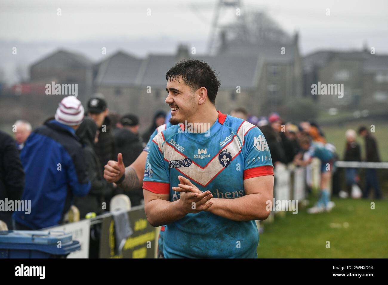 Halifax, England - 7. Februar 2024 - Caleb Uele von Wakefield Trinity. Rugby League Challenge Cup, Siddal ARLFC vs Wakefield Trinity in Chevinedge (Siddal Sports and Community Centre), Halifax, UK Dean Williams Stockfoto