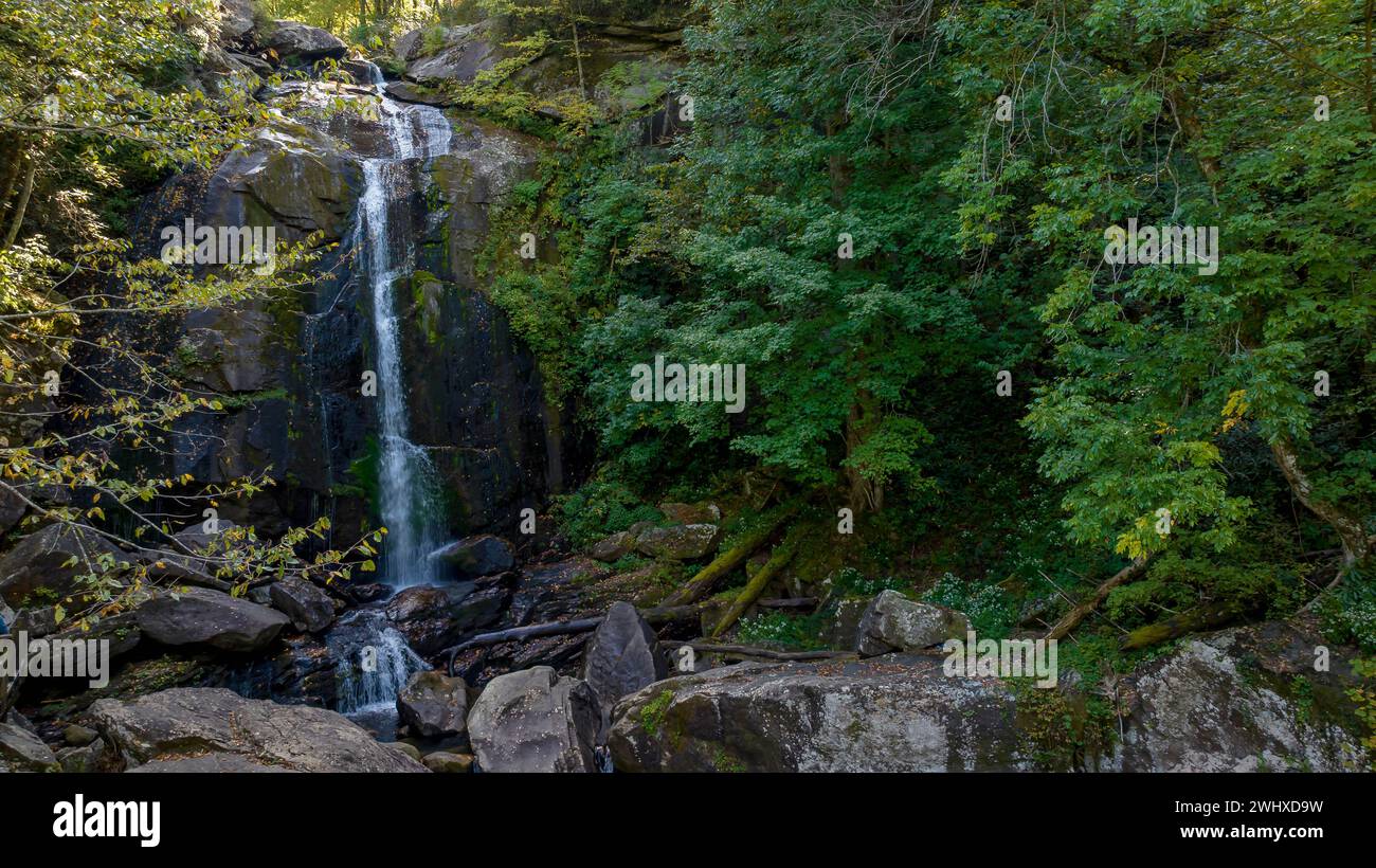 Ein wunderschöner Waerfall fließt in Einem Berggebiet Stockfoto