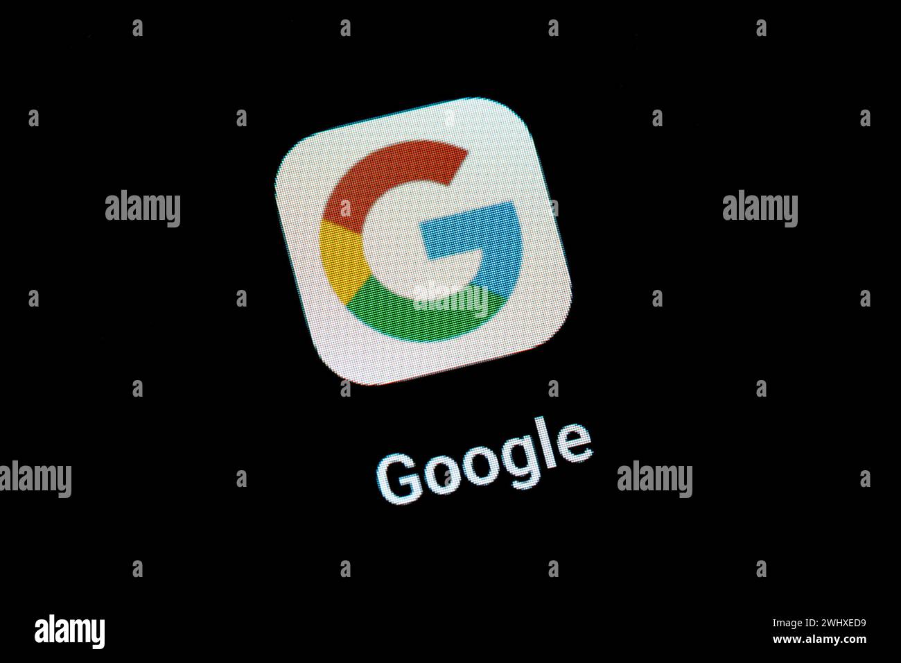 Google Internet Browser App Anwendungssoftware Logo-Symbol auf einem Smartphone Tablet Mobiltelefon Display-Bildschirm Makro extreme Nahaufnahme Detail, nob Stockfoto